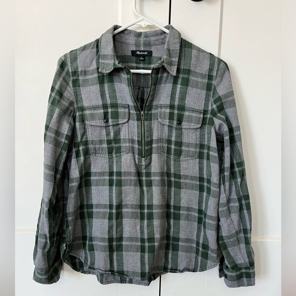 Madewell 1/4 Zip Flannel - woman’s sm